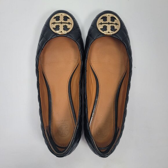 Tory Burch Women's Black Quilted Leather Ballet Flats US Size 8.5M - Picture 5 of 8